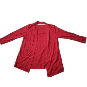Isaac Mizrahi Live! Open Front Sweater Cardigan – Red, Women’s Size L, Pockets